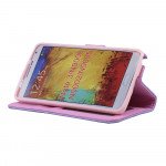 Wholesale Note 3 Quilted Flip Leather Wallet Case w Stand and Strap (Purple)